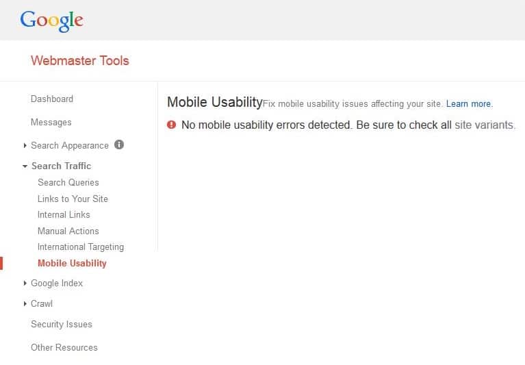 Mobile Usability Report Mobile Usability Report