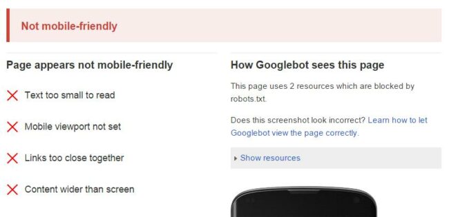 Not Mobile Friendly Not Mobile Friendly