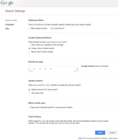 Turn and Activate Google Instant Search