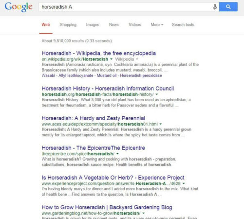 Using the Letter A after horseradish