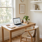 Clean home workspace with soft natural lighting representing work from home discipline.