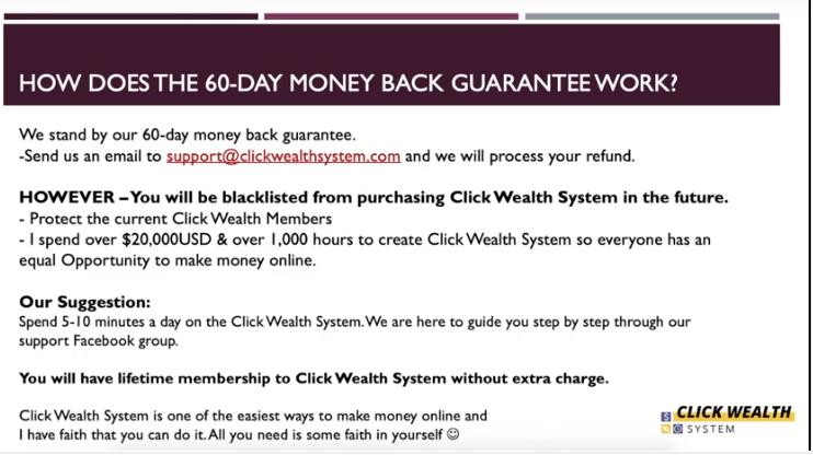 After Refund you will be Blacklisted from Click Wealth System in the Future After Refund you will be Blacklisted from Click Wealth System in the Future
