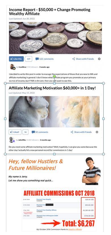 Success Stories from Affiliate Marketing Training with Wealthy Affiliate more Sucess Stories for Affiliate Marketing with their results