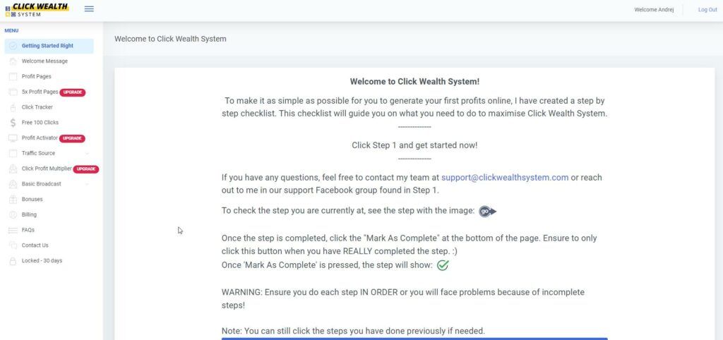 Dashboard Welcome Message Click Wealth System Dashboard Welcome Message Click Wealth System