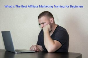 Image of man looking at his laptop on his desk thinking about what is the best affiliate marketing training for beginners.
