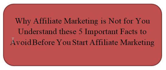 Why Affilaite Marketing is not for you