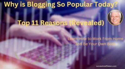 Image of someone typing on a keyboard with author image top right stating why is blogging so popular today Why is Blogging So popular Today?