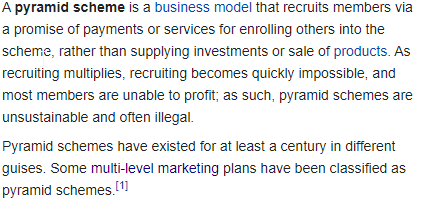 Wikipedia Pyramid Scheme Defination