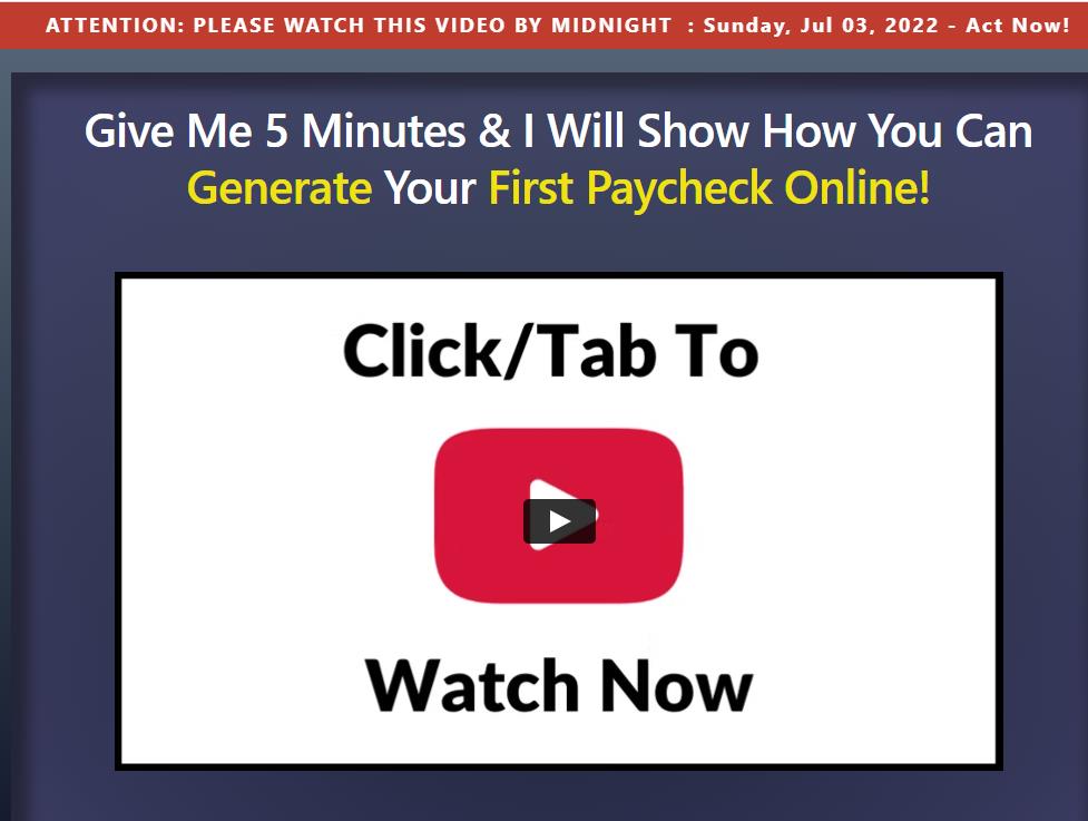 Watch the Click Wealth System on How to Generate Your First Paycheck Online Watch the Click Wealth System on How to Generate Your First Paycheck Online