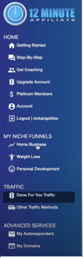 12 Minute Affiliate Members Dashboard