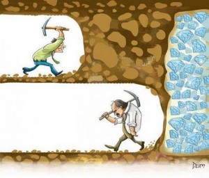 Man digging for Gold then quitting Three feet away Three Feet From Gold