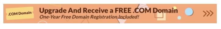 oportunity to received a free dot com domain when you upgrade